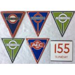 Selection (5) of bus RADIATOR BADGES comprising London Transport perspex Routemaster version (