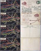 Selection (4) of c1908 London Underground POSTCARDS, featuring the system map produced by Waterlow &