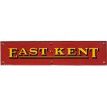 c1950s East Kent Road Car Co enamel HEADER PLATE from a timetable display. Measures 15.5" x 3.5" (