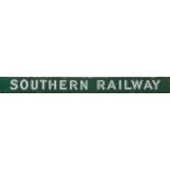 Southern Railway enamel POSTER BOARD HEADER PLATE in the rounded-style 'sunshine' lettering.