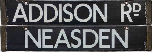 London Underground Q/CO/CP Stock enamel DESTINATION PLATE for Addison Rd/Neasden on the then