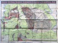 c1910-15 Great Central Railway COLLIERY & INDUSTRIAL MAP (paper). Shows agricultural land,