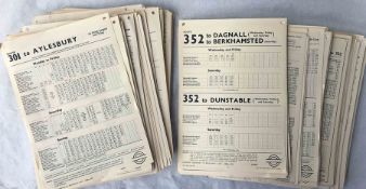 Large quantity (370+) of 1950s London Transport bus PANEL TIMETABLES as fitted to bus stop displays.