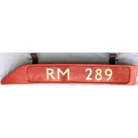 London Transport Routemaster bonnet FLEETNUMBER PLATE from RM 289. The original RM 289 entered