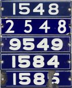 Selection (5) of London Underground enamel STOCK-NUMBER PLATES (partial sets) from 1962-Tube Stock