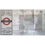 1924/5 London Underground POCKET MAP of the Electric Railways of London "What to see and how to