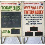 Southdown Motor Services double-sided COACH EXCURSIONS DISPLAY BOARD. Vintage 1950s/60s, it