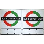 1950s/60s London Transport enamel BUS & COACH STOP FLAG, a 'Compulsory' version with space for 3 e-