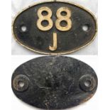 British Railways (Western Region) locomotive SHEDPLATE '88J' used by Aberdare 1961-65. In ex-loco,