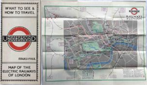 1924 London Underground POCKET MAP of the Electric Railways of London "What to see and how to