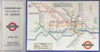 1933 London Underground H C Beck diagrammatic, card POCKET MAP from the first-year series titled '