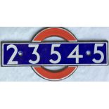 London Underground District Line R47-Stock enamel INTERIOR CAR NUMBER PLATE from non-driving motor