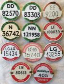 Selection (11) of 1960s onwards bus drivers' and conductors' PSV BADGES of the type with the