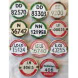 Selection (11) of 1960s onwards bus drivers' and conductors' PSV BADGES of the type with the