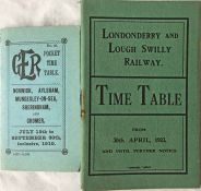 Pair of early railway TIMETABLE booklets comprising Jul-Sep 1910 Great Eastern Railway 'Norwich,