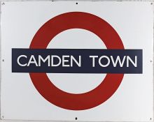 1950s/60s London Underground enamel bullseye PLATFORM SIGN (probably tunnel-side) from Camden Town