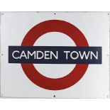 1950s/60s London Underground enamel bullseye PLATFORM SIGN (probably tunnel-side) from Camden Town