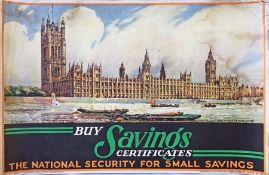 1951 National Savings Committee POSTER 'Buy Savings Certificates' based on a watercolour painting of