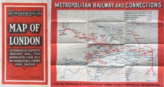 [Corrected] c1932-33 Metropolitan Railway pocket MAP OF LONDON, the Met's own very attractive map of