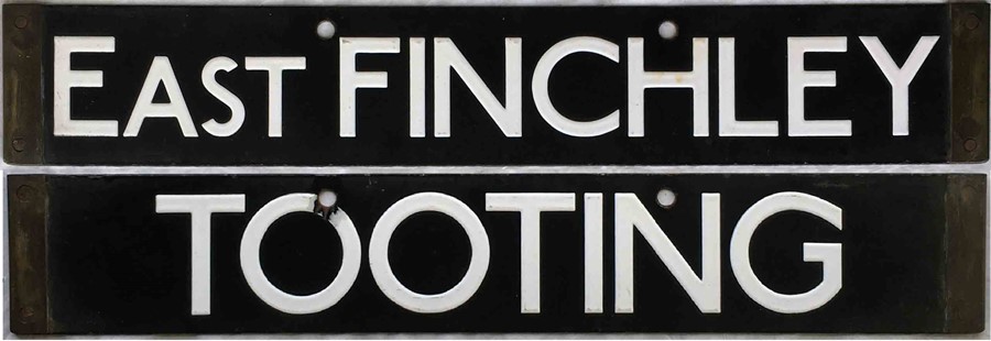 London Underground 38-Tube Stock enamel CAB DESTINATION PLATE for East Finchley / Tooting on the