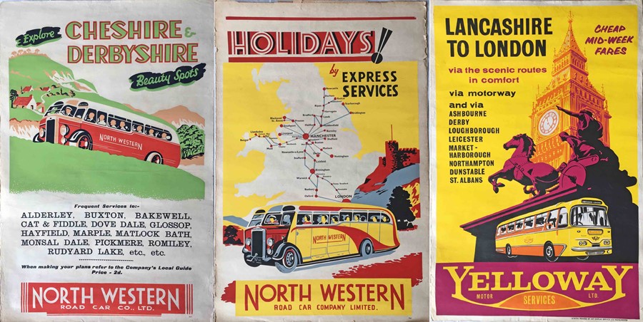 Selection (3) of 1940s-60s double-crown COACH POSTERS comprising 2 x late-1940s/early 1950s North