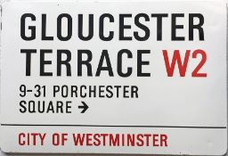 1960s/70s City of Westminster enamel STREET SIGN from Gloucester Terrace, W2, a residential street