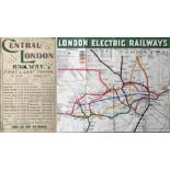 1908 London Underground POCKET MAP issued by the Central London Railway with their own content on