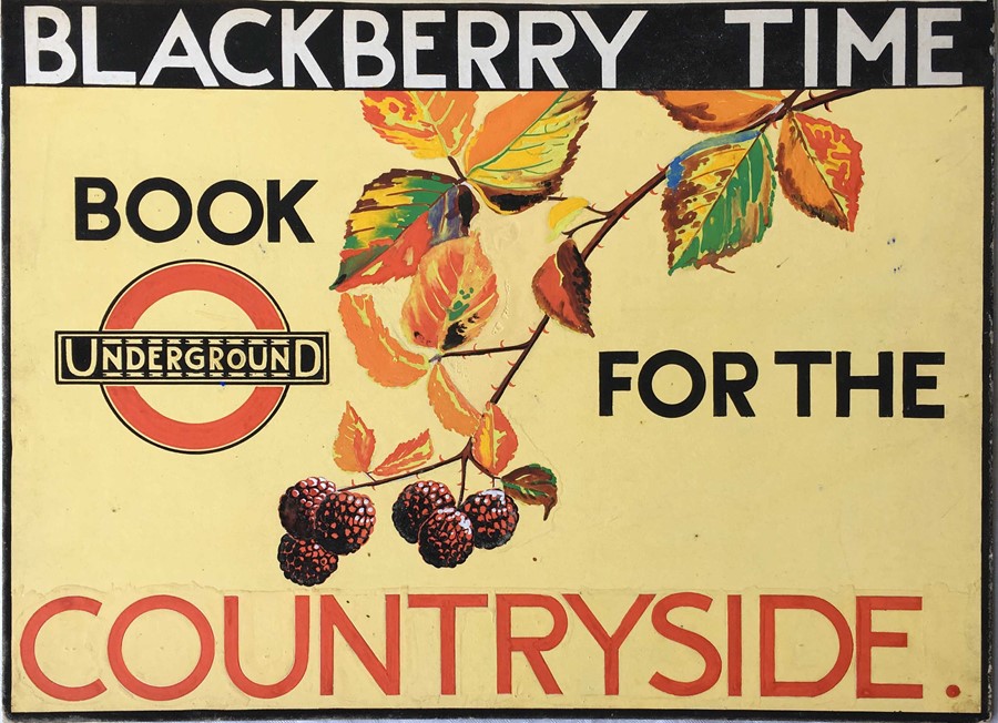 1920s original POSTER ARTWORK for the London Underground 'Blackberry Time, Book for the Countryside'