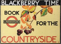 1920s original POSTER ARTWORK for the London Underground 'Blackberry Time, Book for the Countryside'