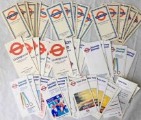 Quantity (c50) of London Underground diagrammatic card maps dated from 1955 to 2000 including issues