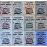 Quantity (12) of 1950s Hastings Tramways trolleybus TIMETABLE BOOKLETS dated from June 1951 to
