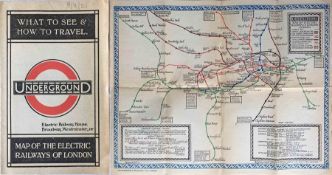 1921 London Underground MAP OF THE ELECTRIC RAILWAYS OF LONDON 'What to See & How to Travel' with