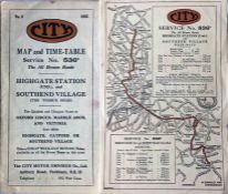 1925 pocket MAP & TIMETABLE for City Motor Omnibus Co service 536A from Highgate Station to Southend