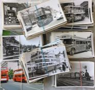 Large quantity (800-900) of bus, trolleybus, tram & rail PHOTOGRAPHS, mostly postcard-size and
