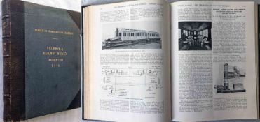 Bound volume of "TRAMWAY & RAILWAY WORLD" for Jan-June 1914 (Volume 25), 515pp inside hard covers