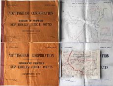 Two folios dated November 1946 containing DIAGRAMS OF PROPOSED NEW TROLLEY VEHICLE ROUTES