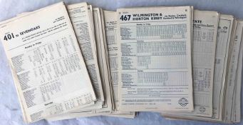 Large quantity (350+) of 1950s-60s London Transport bus PANEL TIMETABLES as fitted to bus stop