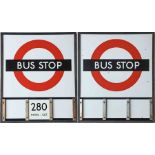 1940s/50s London Transport enamel BUS STOP FLAG (compulsory). An E3 type with runners for 3 e-plates