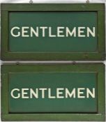 British Railways (Southern Region) double-sided ENAMEL SIGN 'Gentlemen' in its original wooden frame