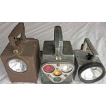 A trio of railway HAND-LAMPS, battery-operated, comprising an LT Bardic lamp (marked 'London