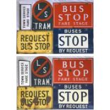 Selection (5) of c1950s/60s double-sided BUS etc STOP FLAGS & SIGNS from unknown operators, one is a