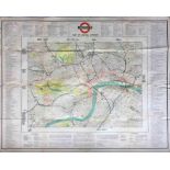1929 London Underground quad-royal POSTER MAP 'Map of Central London' with the lines superimposed on