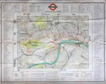 1929 London Underground quad-royal POSTER MAP 'Map of Central London' with the lines superimposed on