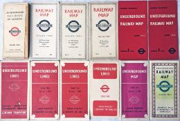 Selection (10) of 1930s/40s London Underground diagrammatic card maps by Beck and Schleger