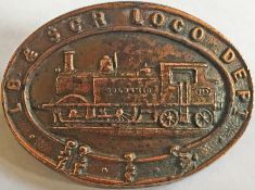 1890s London, Brighton & South Coast Railway (LBSCR) loco driver's CAP BADGE depicting D3-class 0-