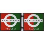 1940s/50s London Transport enamel BUS & COACH STOP FLAG 'Request'. Double-sided with two enamel