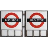 1940s/50s London Transport enamel BUS STOP FLAG (compulsory). An E3 type with runners for 3 e-plates