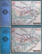 Pair of 'Stingemore' London Underground linen-card POCKET MAPS, the first c1930, showing the