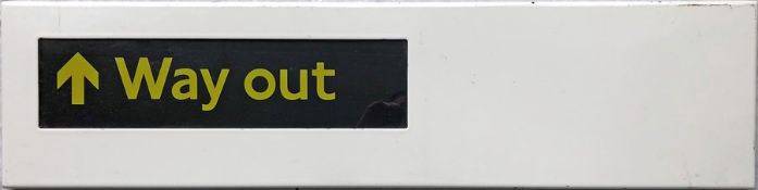 London Underground enamel SIGN 'Way Out' with a translucent panel designed to be back-lit. A note on