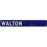Southern Railway enamel INDICATOR BOARD PLATE 'Walton', probably from the departures board at